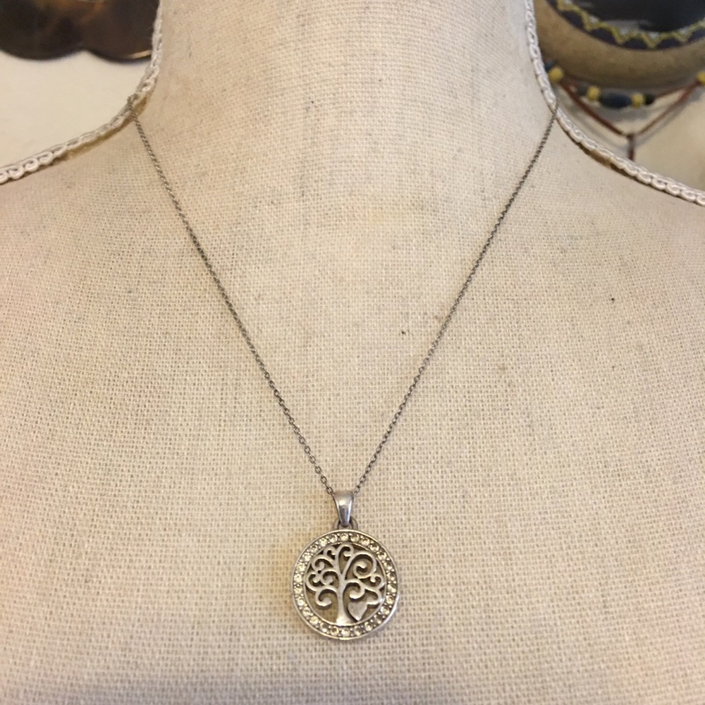 LA Gem inlaid cz family tree pendant on chain